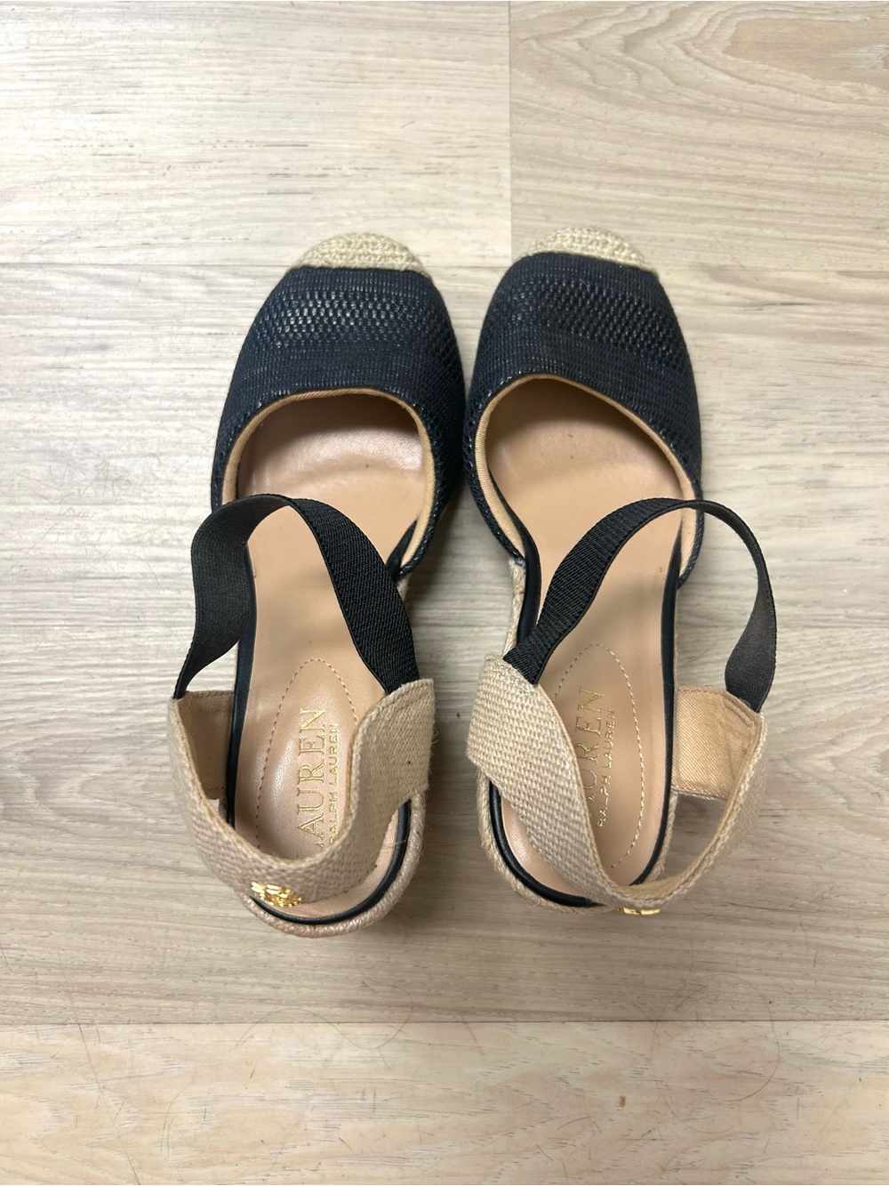 Lauren Ralph Lauren Sandals  Espadrille Wedge Women's Sz 8 Black Pearle Coastal - Picture 7 of 16